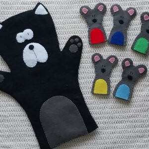 Manopla gato y titeres de dedos